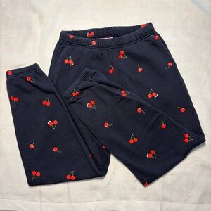 Starfit Mon Cheri Cherry Print Sweatpants Navy Lounge Joggers Size S